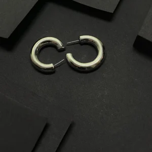 Polished Silver Chunky Hoop Earrings