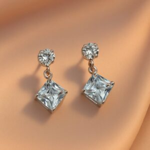 Square Shape Diamond Drop Earrings