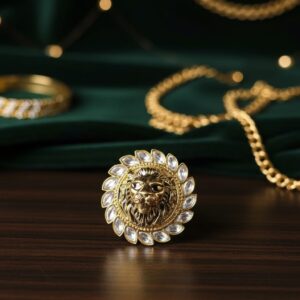 Lion Face Statement Gold-Plated Ring