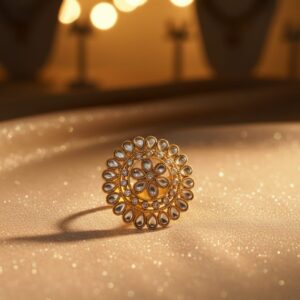 Floral Kundan Gold-Plated Statement Ring